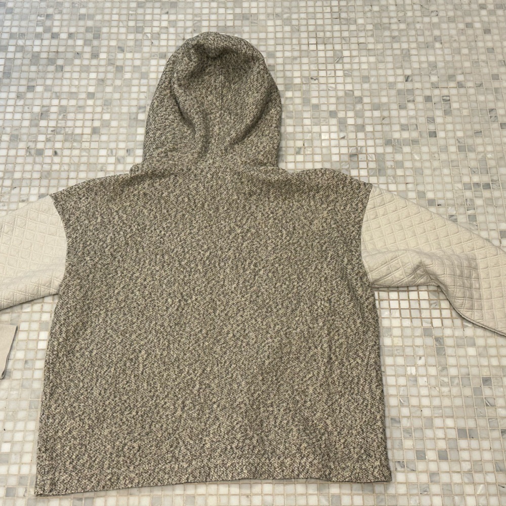 Madewell Quilted Sleeve Ivory Gray Hoodie Sweatshirt - Picture 11 of 14